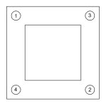 Square, 4 Hole Gasket Bolting Sequence Chart