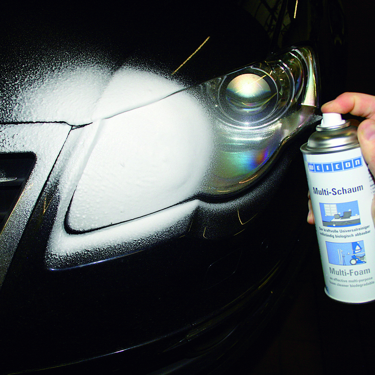 Weicon Multi-Foam Spray Used to Clean Car Headlights
